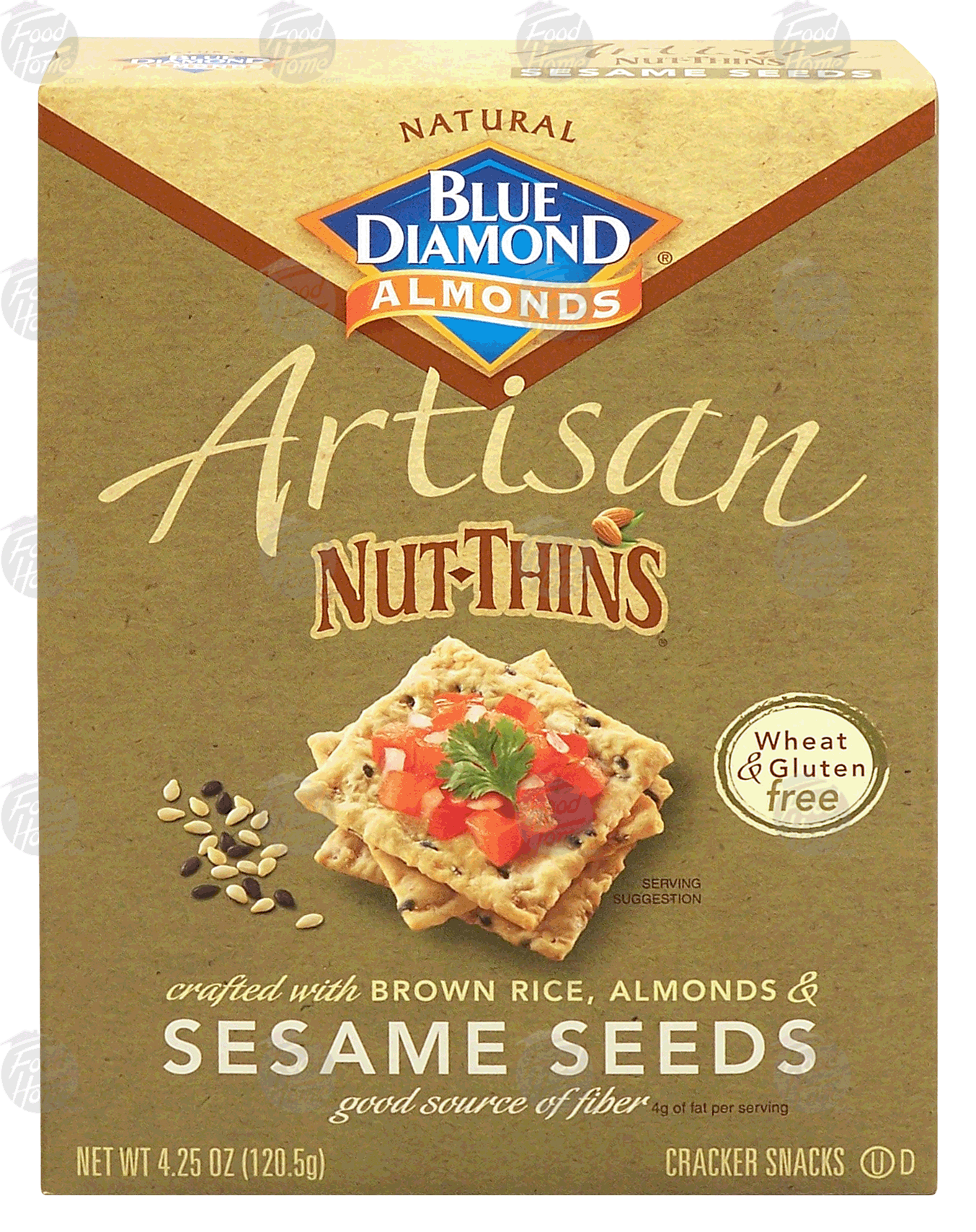 Blue Diamond Artisan nut-thins; almonds, crackers crafted with brown rice, almonds & sesame seeds, wheat & gluten free Full-Size Picture